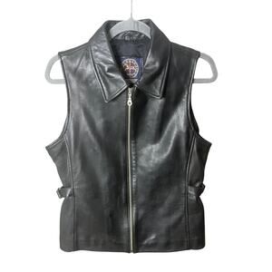 Harold’s Women's Leather Black Full-zip Vest Size Large Chic Street Edgy Rider